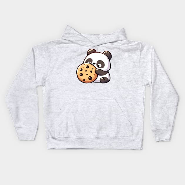 Panda Enjoying a Delicious Chocolate Chip Cookie Kids Hoodie by Umbrella Studio